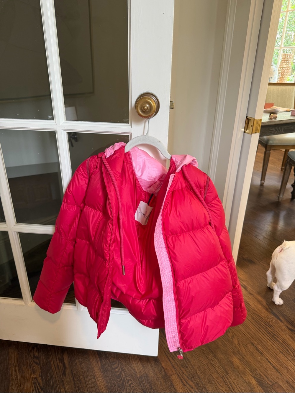 Moncler Women’s Pink Hooded Puffer Jacket